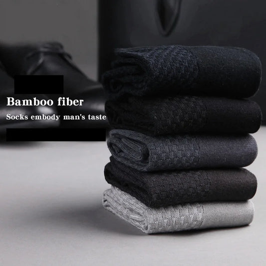 5 pairs Men's Bamboo Fiber Business Socks – Comfortable & Stylish