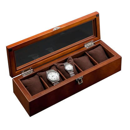 5-Slot Wooden Watch Organizer – Luxury Display Case