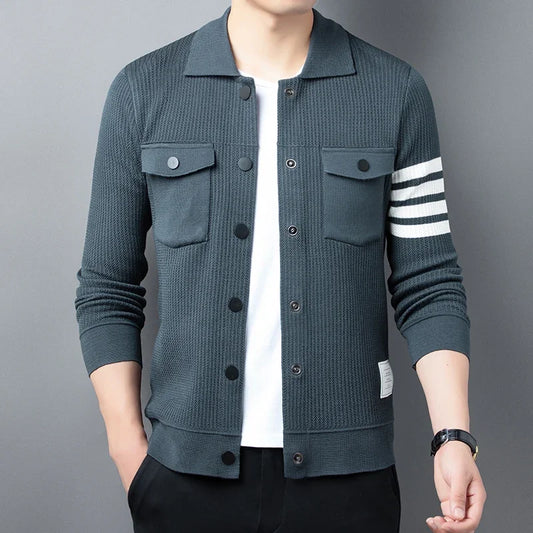 Men's Lapel Cardigan Sweater – Casual Autumn Jacket