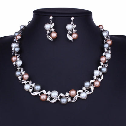 Elegant Imitation Pearl Necklace & Earring Set – Chic Jewelry for Women