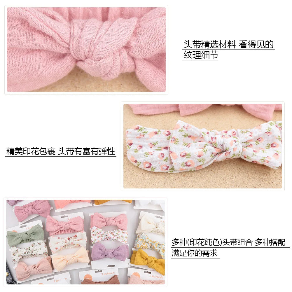 3 pcs Muslin Cotton Linen Baby Headband Set