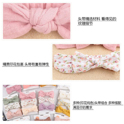 3 pcs Muslin Cotton Linen Baby Headband Set