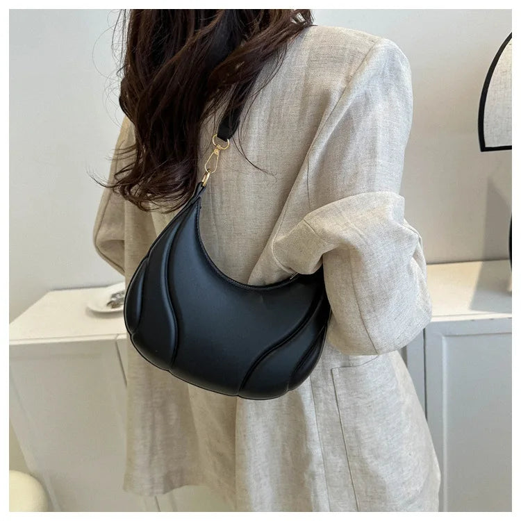 Women’s Simple Solid Color Handbag | High-Quality Soft Leather Shoulder & Crossbody Bag