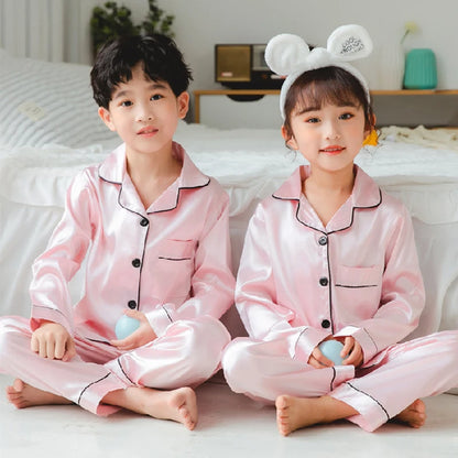 Children’s Silk Satin Pajamas Set | Autumn Sleepwear for Boys & Girls