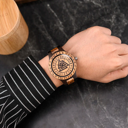 Viking Men's Wooden Wristwatch – Customizable Timepiece