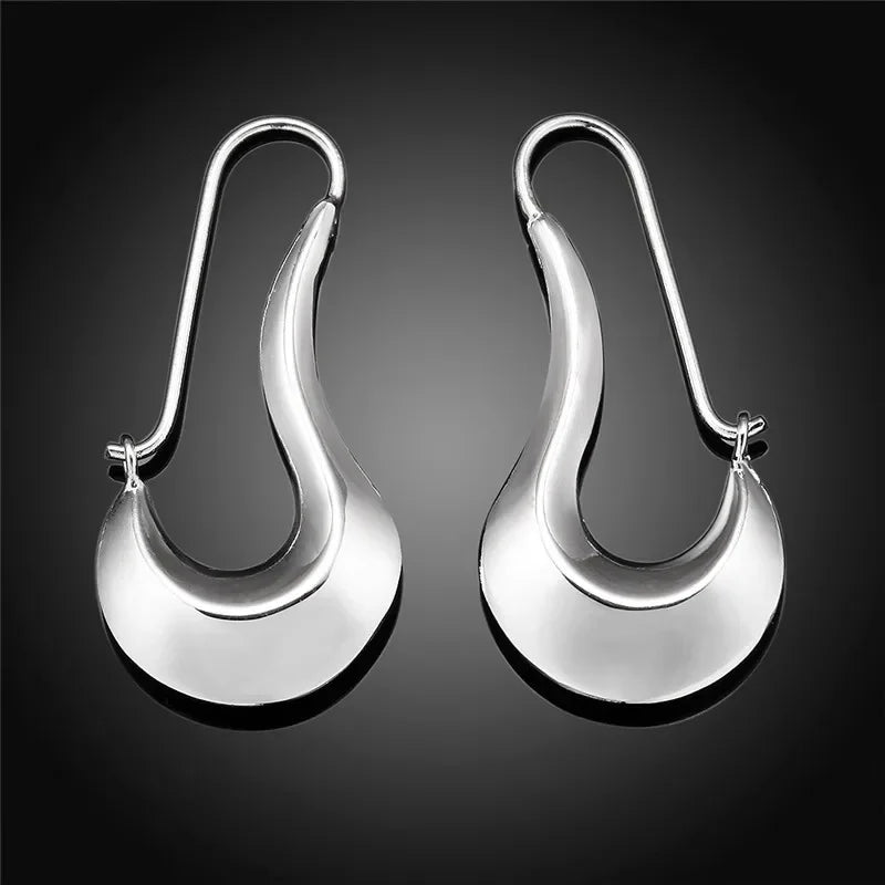 925 Sterling Silver Drop Earrings | Elegant Hoop Charm Jewelry