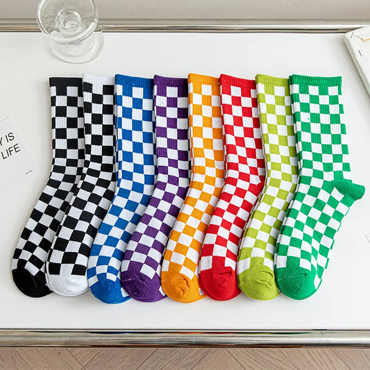 Street Fashion Squares Pattern Socks