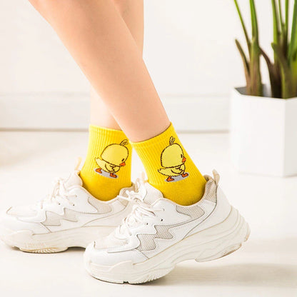 Unisex Cute Cartoon Dancing Yellow Duck Socks