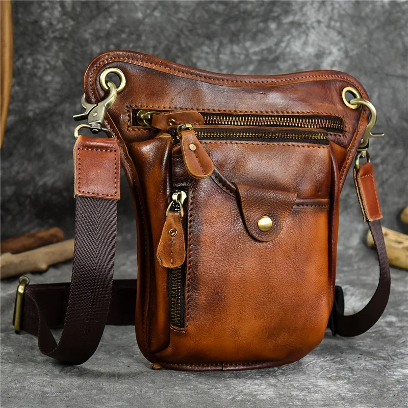 High-Quality Men's Genuine Leather Crossbody Waist Bag