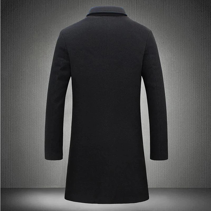 Men's Luxury Wool Trench Coat – Mid-Long Autumn &amp; Winter Overcoat