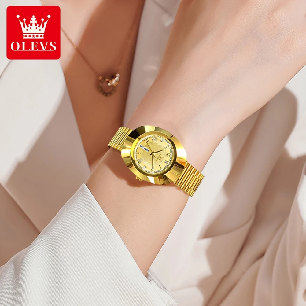 Elegant Gold Stainless Steel Women's Quartz Watch