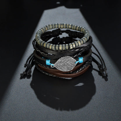 MeMolissa Braided Leather Bracelet Set for Men