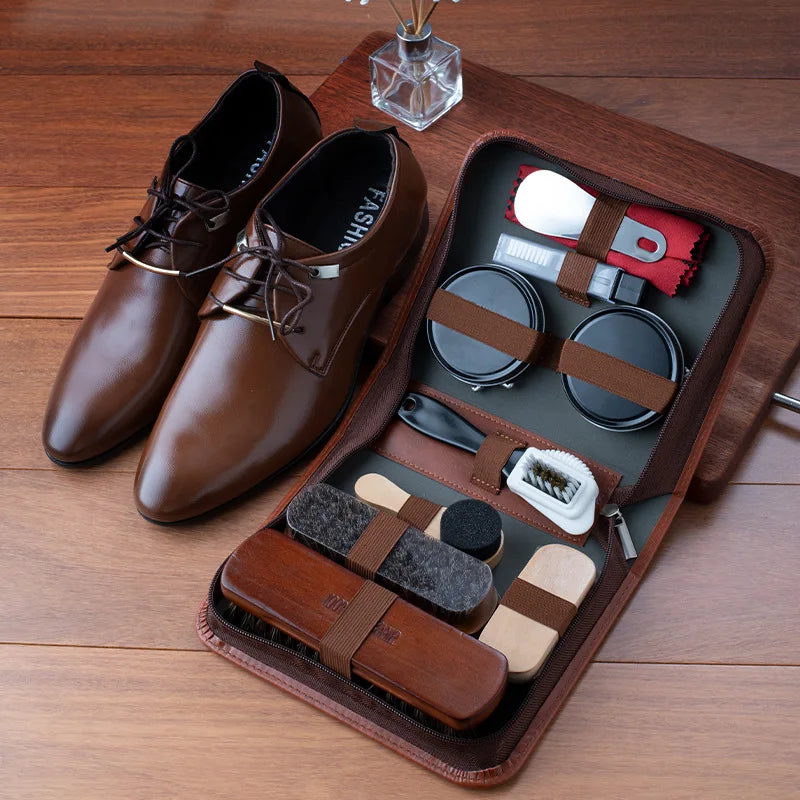 Leather Shoe Care Cleaning Set with Horse Hair Brush