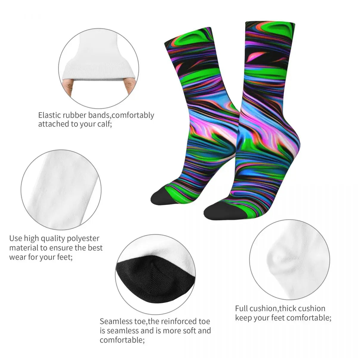 Neon Paint Non-Slip Swirl Socks