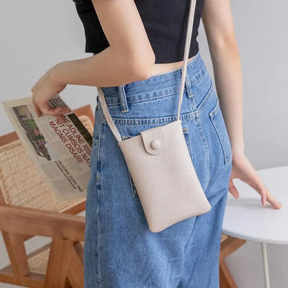 PU Leather Summer Shoulder Bag – Solid Color Mobile Phone Messenger Purse