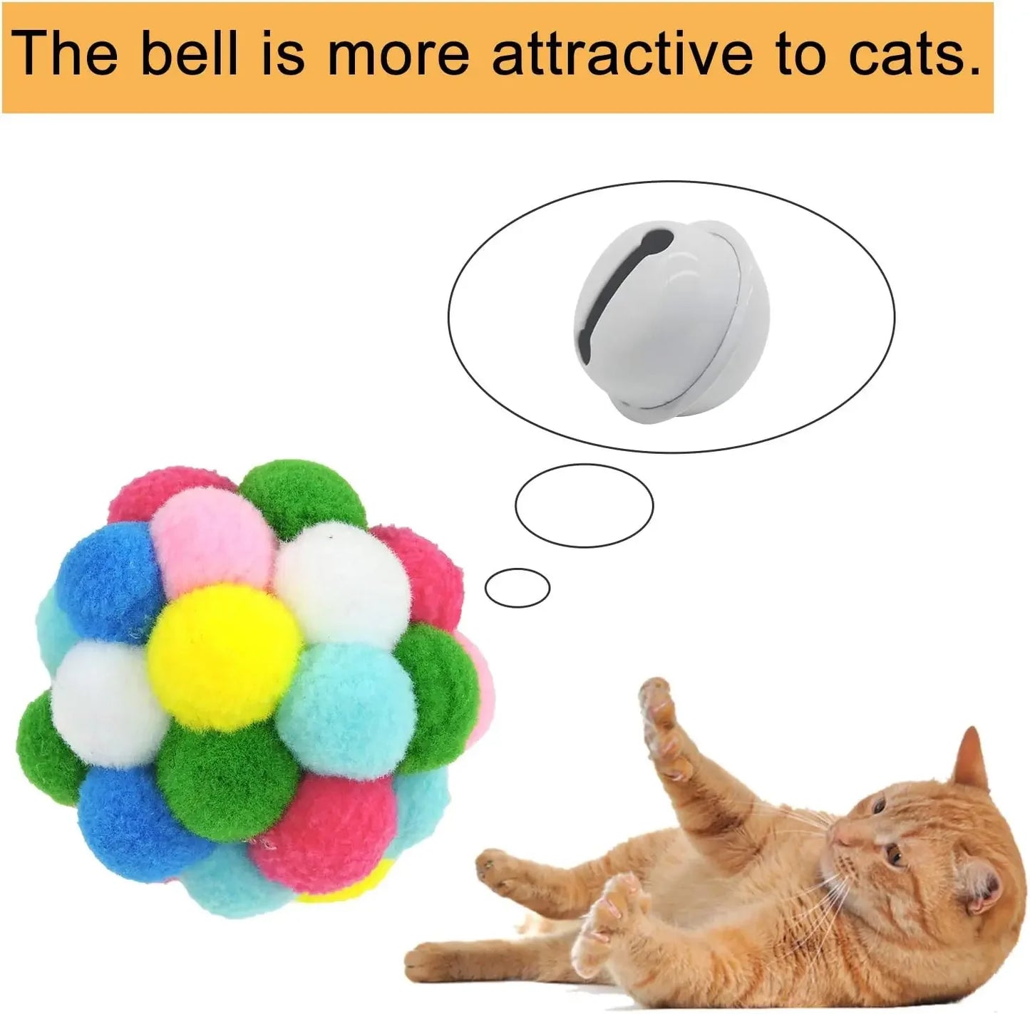 Cat Toy Balls with Bells - Pom Pom & Sparkle Interactive Toys