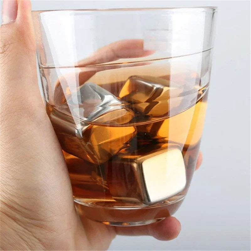 8-Piece Stainless Steel Reusable Ice Cubes Set – Non-Diluting Drink Chillers