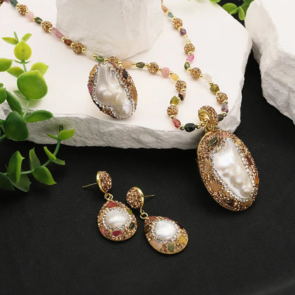 Elegant Natural Baroque Pearl Jewelry Set