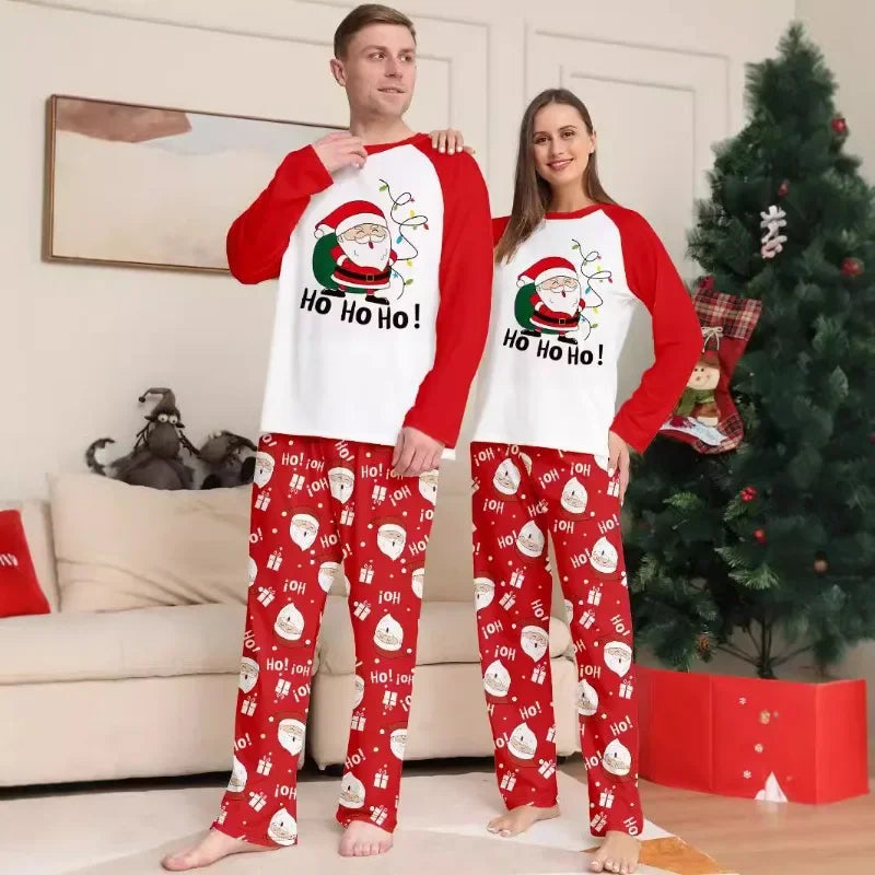 Family Matching Santa Claus HO Letter Print Pajama Set