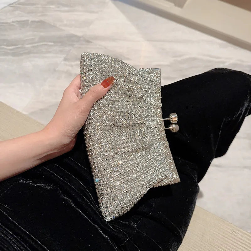 Women’s Luxury Rhinestone Evening Clutch Bag | Detachable Chain | Wedding, Prom, & Banquet Handbag | Elegant Party Shoulder Bag