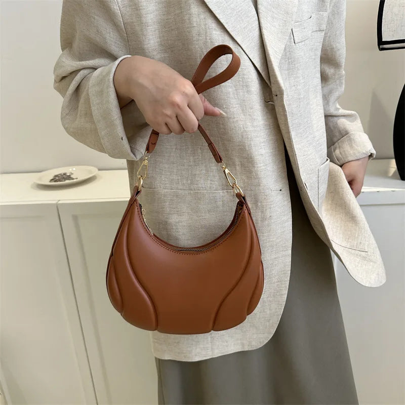 Women’s Simple Solid Color Handbag | High-Quality Soft Leather Shoulder & Crossbody Bag