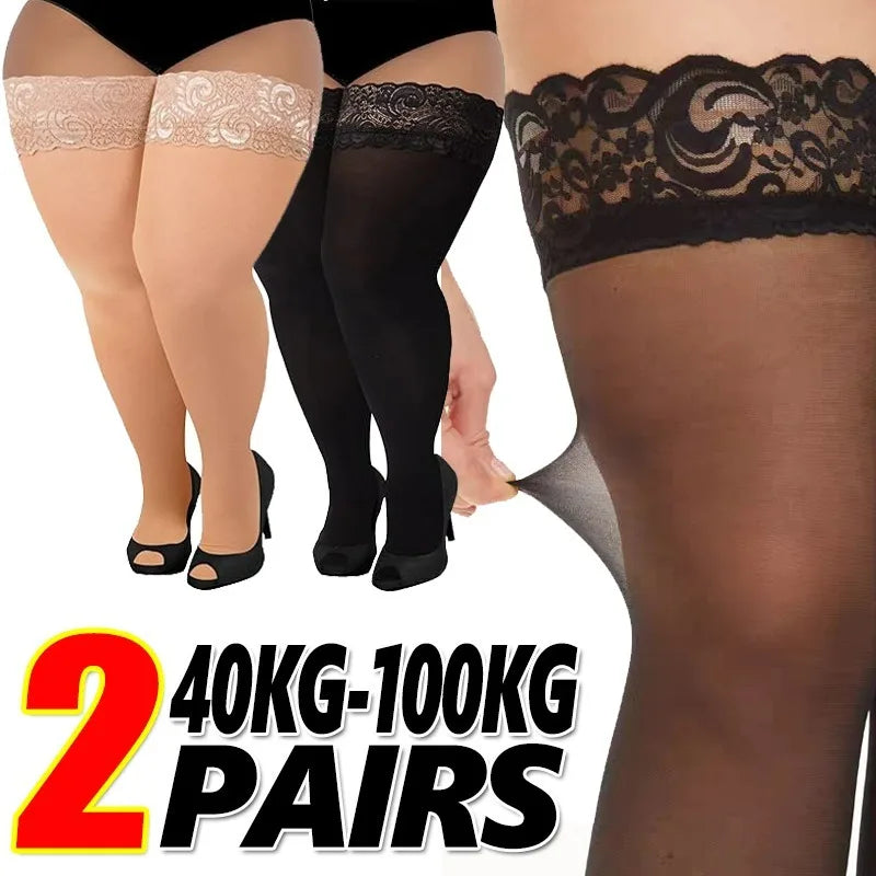 Plus Size Sexy Lace Thigh High Stockings