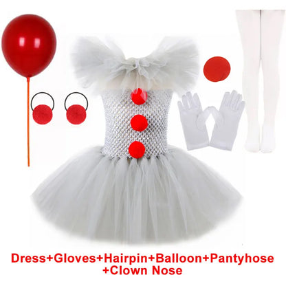 Halloween Joker Girls Creepy Clown Tutu Dress Costume