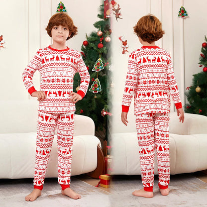 Cotton Retro Print Christmas Family Matching Pajamas Set