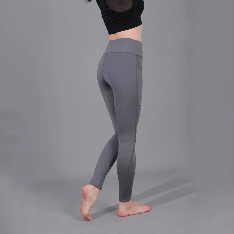 High Waist Leggings with Pockets: Quick-Dry Fitness Pants for Women