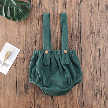 Christmas Newborn Baby Boys & Girls Corduroy Suspender Rompers