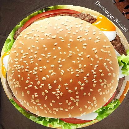 Hamburger Print Blanket | Funny Food Flannel Round Throw