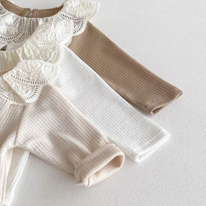 Lace Collar Baby Tops for Autumn - Stylish Long Sleeve Infant Tees