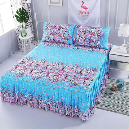 Flower Bed Sheet Set – Non-Slip Bedspread for King/Queen Size Beds