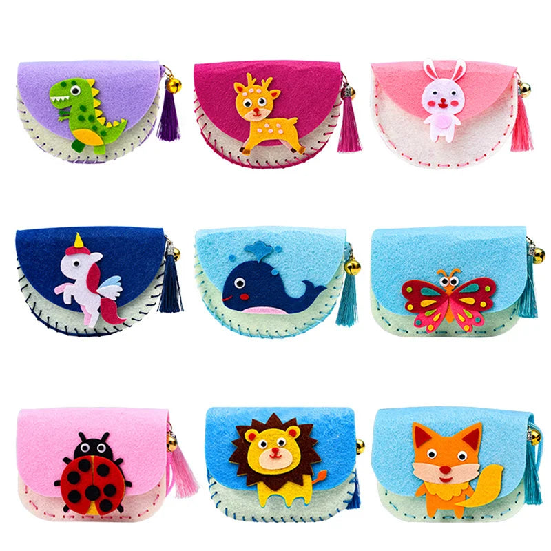 DIY Cute Cartoon Children's Handmade Non-Woven Crossbody Bag Craft Kits - Weaving Messenger Shoulder Handbag Coin Purse