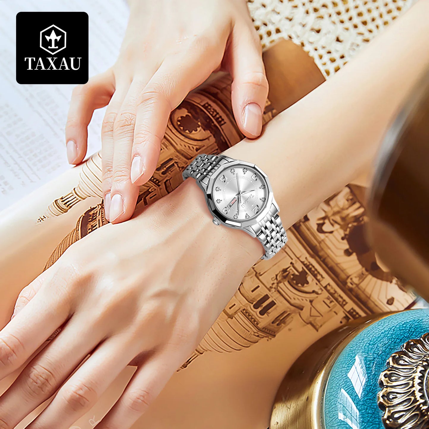 TAXAU Luxury Women’s Watch - Stainless Steel Waterproof Quartz