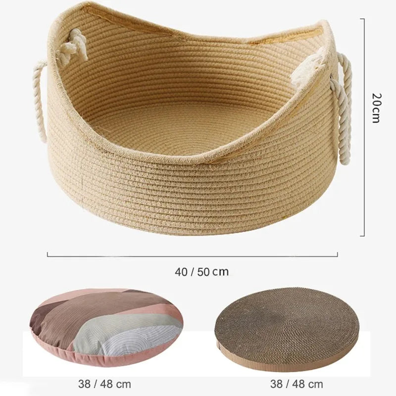 Handcrafted Rattan Cat Bed | Woven Cool Nest for Cats & Kittens