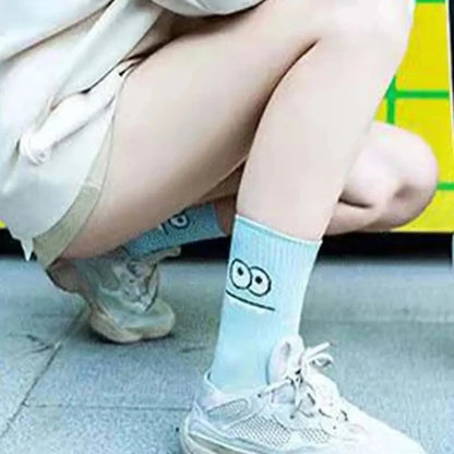 5 Pairs Cute Expression Printed Ankle Socks