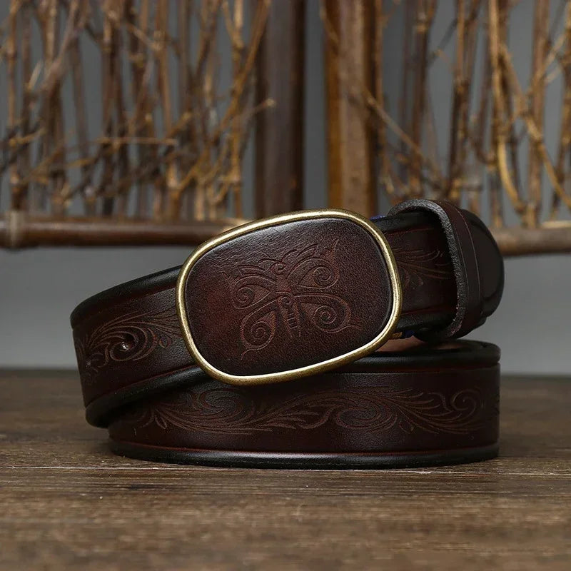 3.5CM Pure Cowhide High Quality Genuine Leather Belts for Men