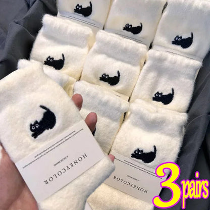 Premium Cute Cat Cozy Hairy Mink Velvet Socks Series 2