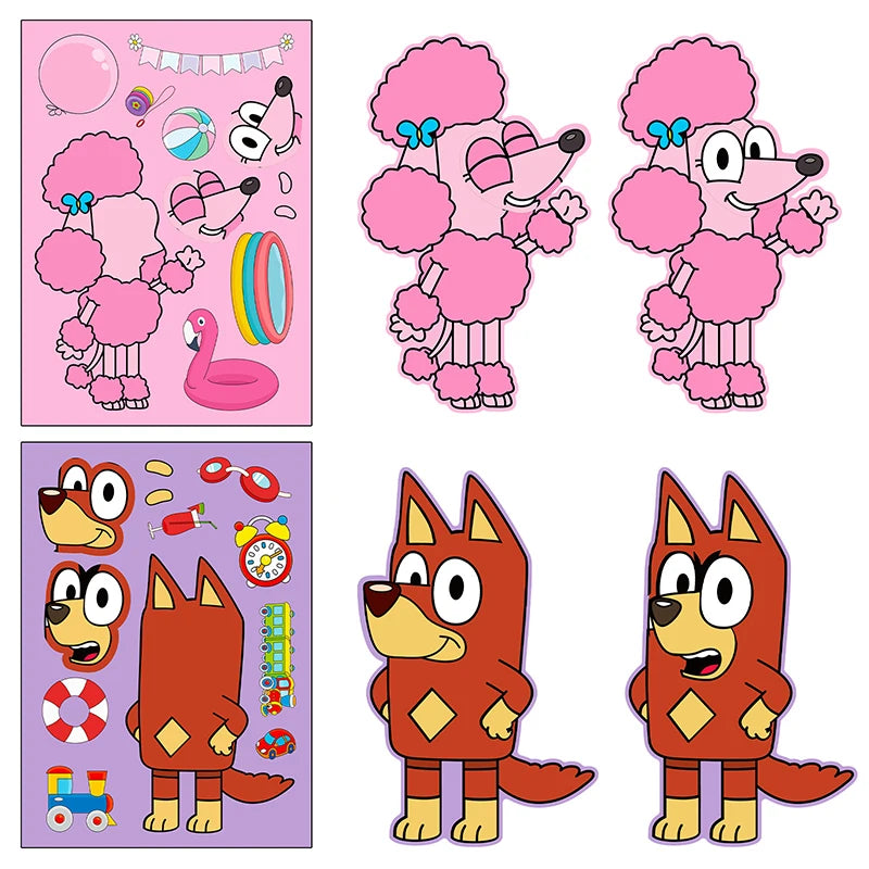 Bluey Cartoon Dog Puzzle Stickers