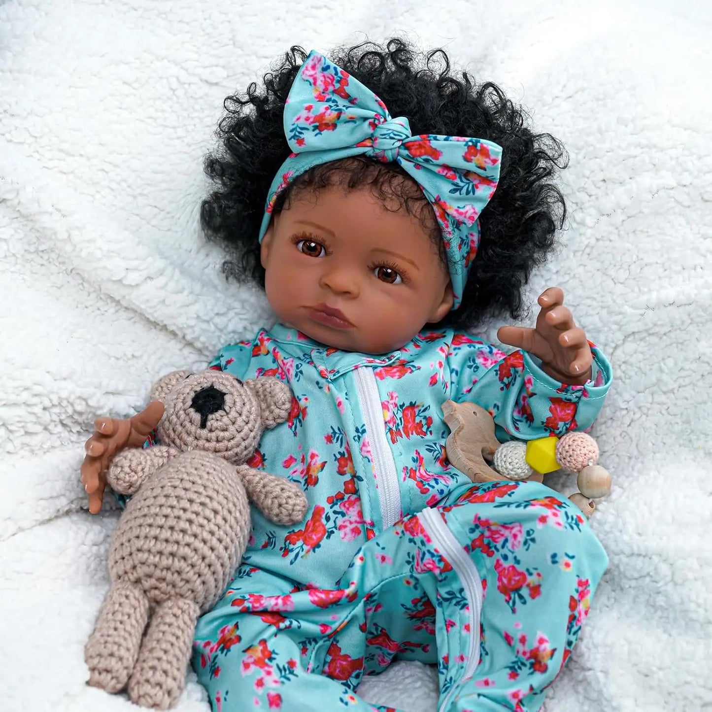 18-Inch Lifelike Black Reborn Girl Doll with Clothes & Toy