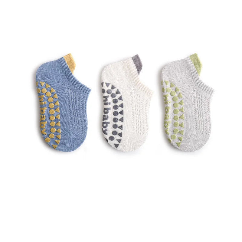 3 pairs Cotton Mesh Thin Non Slip Sock