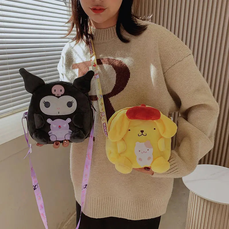 New Kawaii Sanrio Backpack | Kuromi, Cinnamoroll, Pompompurin & My Melody Plush Toys