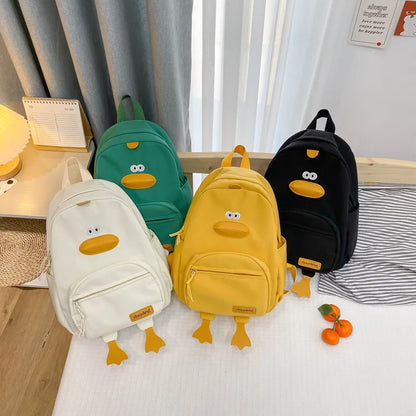 Cartoon Duckling Kindergarten School Bag | Burden Reduction Canvas Backpack for Boys & Girls