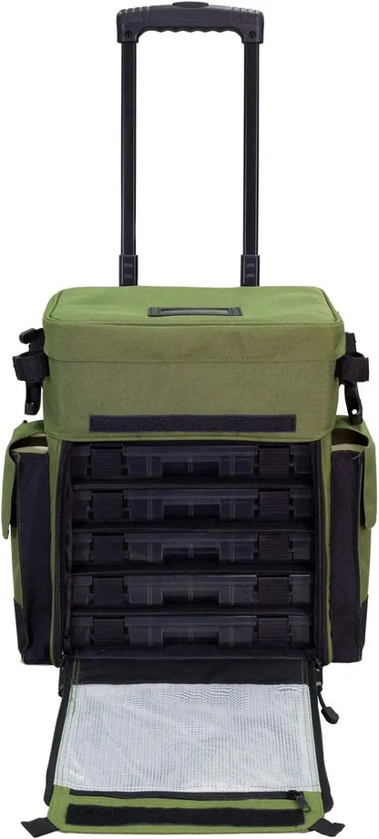 Rolling Tackle Box with Wheels – Waterproof Fishing Backpack