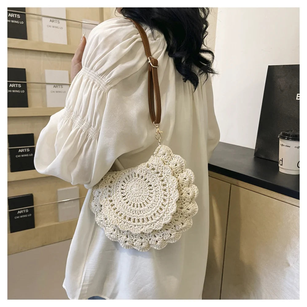 Handmade Hollow Woven Shoulder Bag - Summer Crochet Crossbody Bag