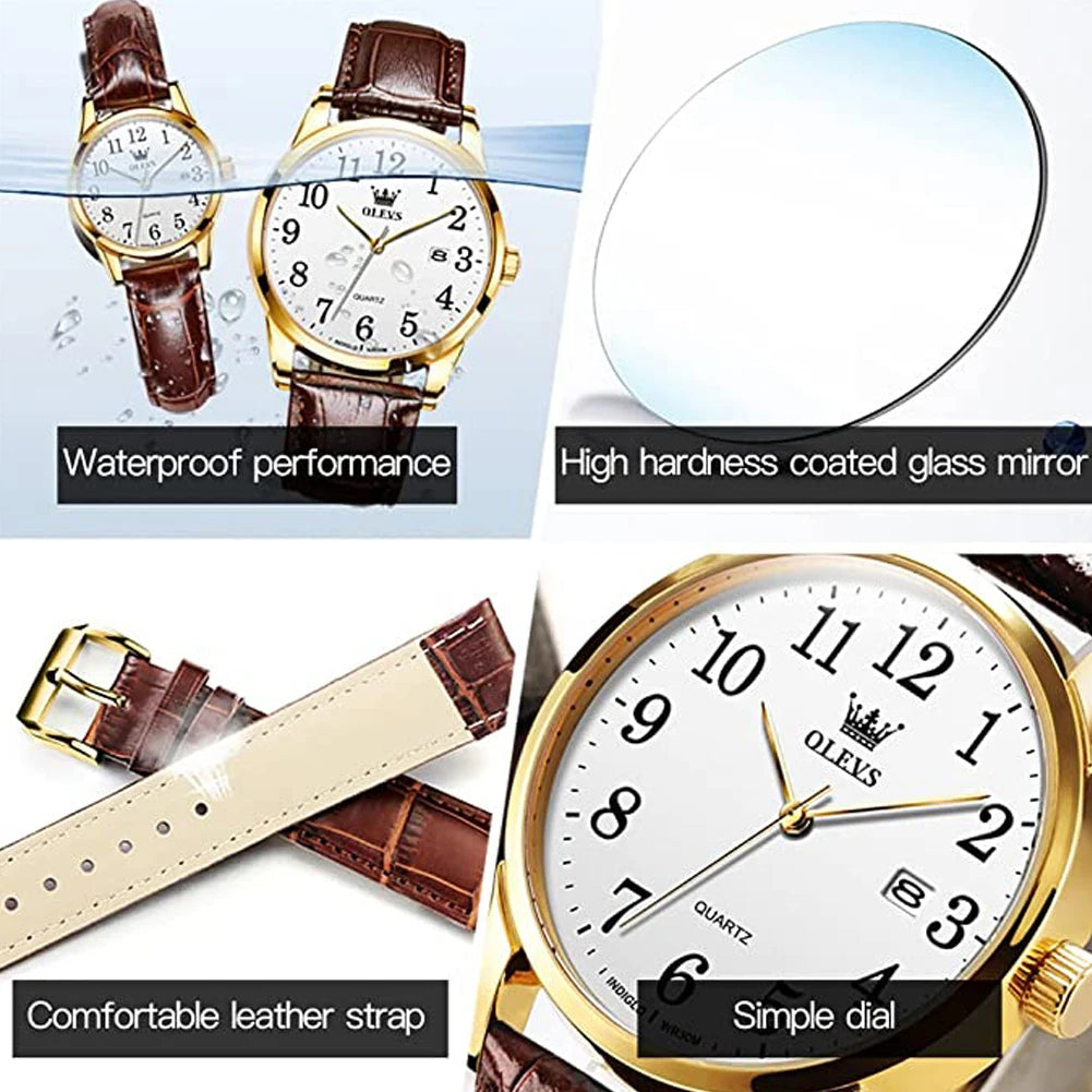 Classic Quartz Watch for Women – Brown Leather Strap