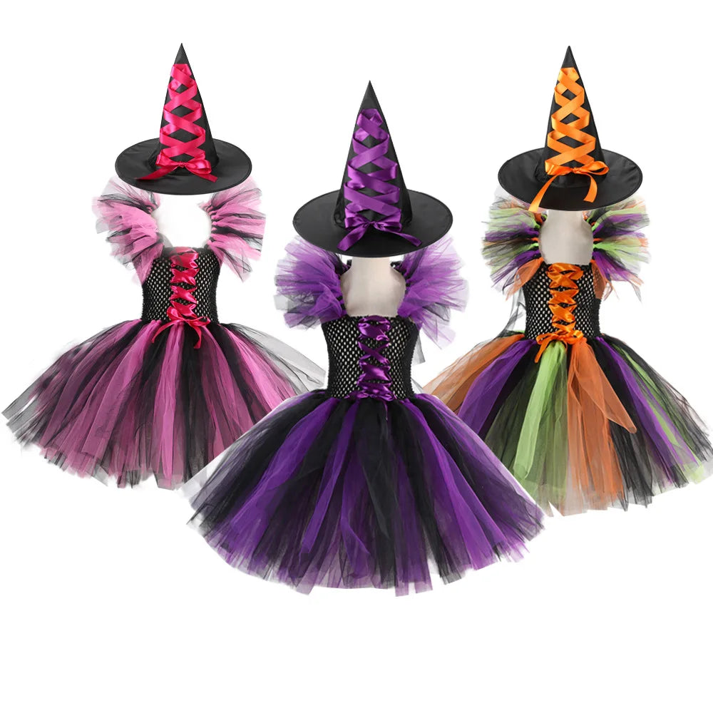 Kids Girls Witch Costume | Tutu Knee Dress