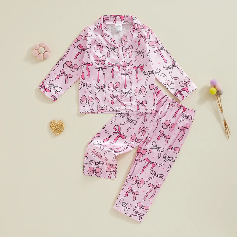 Kids Girls Satin Pajamas Set