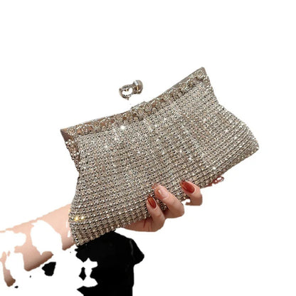 Women’s Luxury Rhinestone Evening Clutch Bag | Detachable Chain | Wedding, Prom, & Banquet Handbag | Elegant Party Shoulder Bag